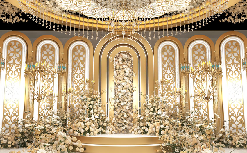 莱山香槟色调婚礼堂效果展示